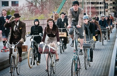 costumed people riding bicycles, Portland, OR