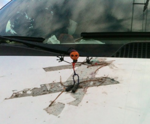 Hood surfing--all the rage in North Portland. 